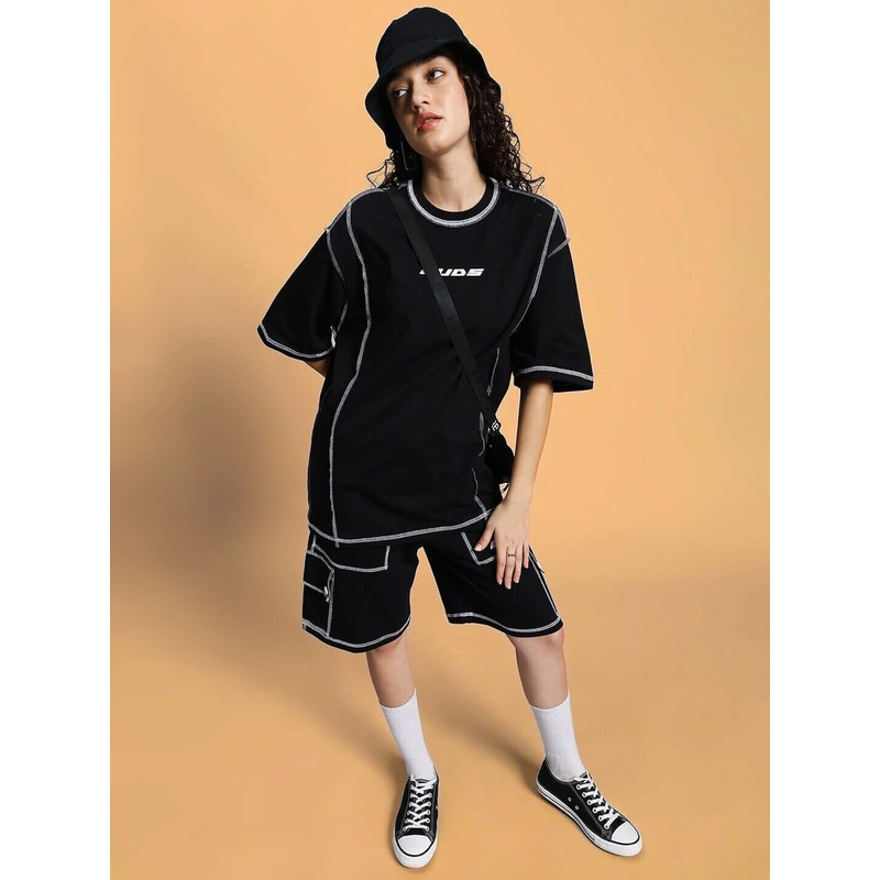 WOMEN’S DYNAMIC SUMMER CO-ORD SET BLACK XS