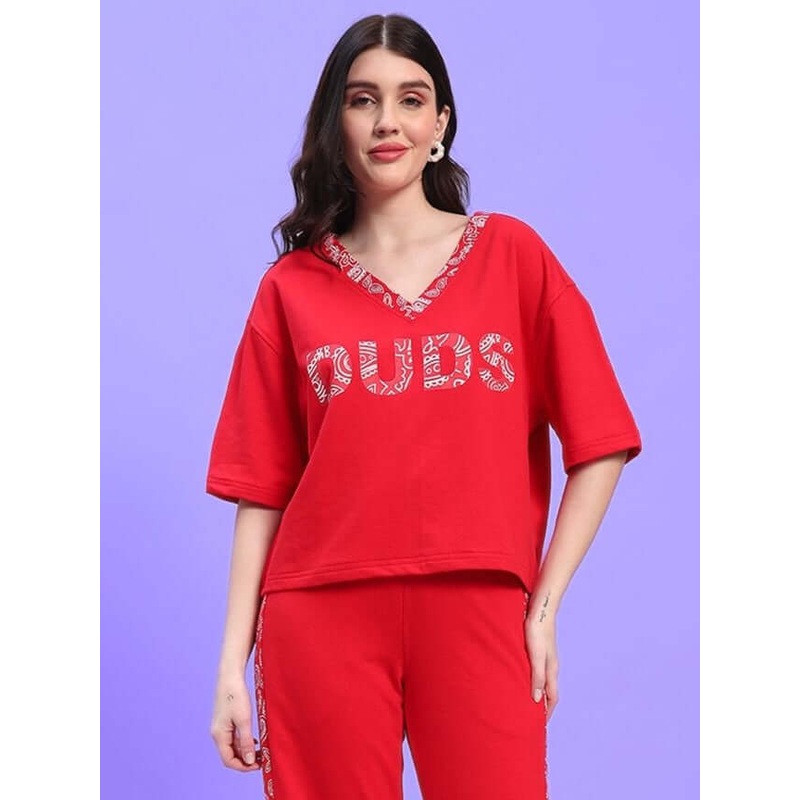 WOMEN’S HOLLY RELAXED FIT TOP RED XS