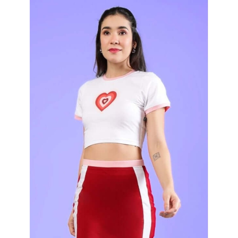 WOMEN’S LIBI HEART CROP TOP WHITE XS