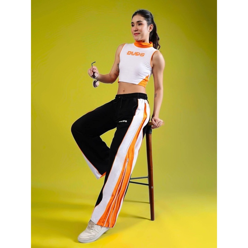 WOMEN’S MYSKY CO-ORD SET WHITE BLACK ORANGE XS