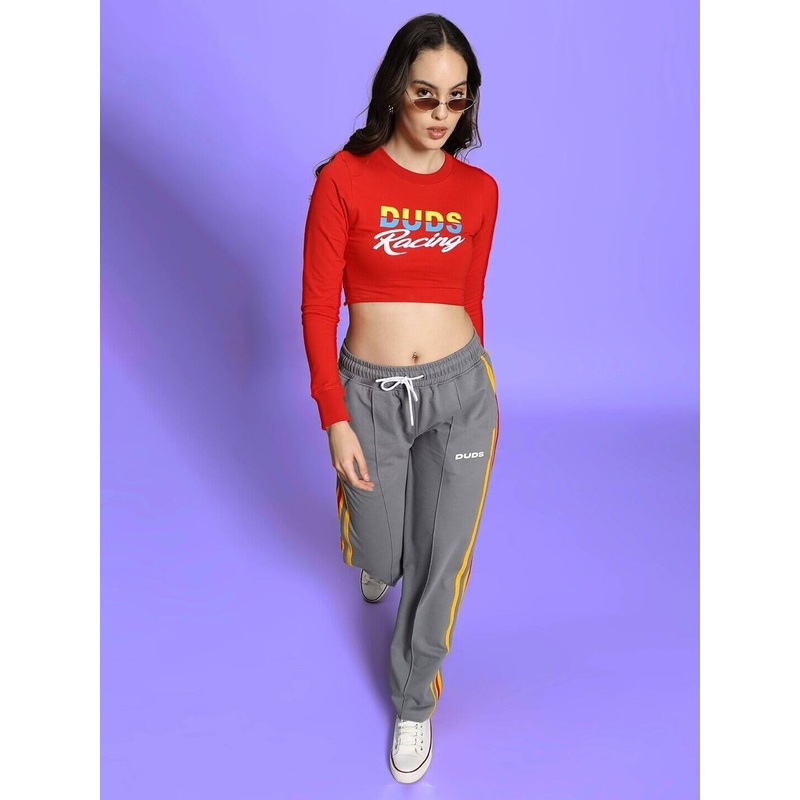 WOMEN’S ROSSI RACING PRINT CO-ORD SET RED GREY XS