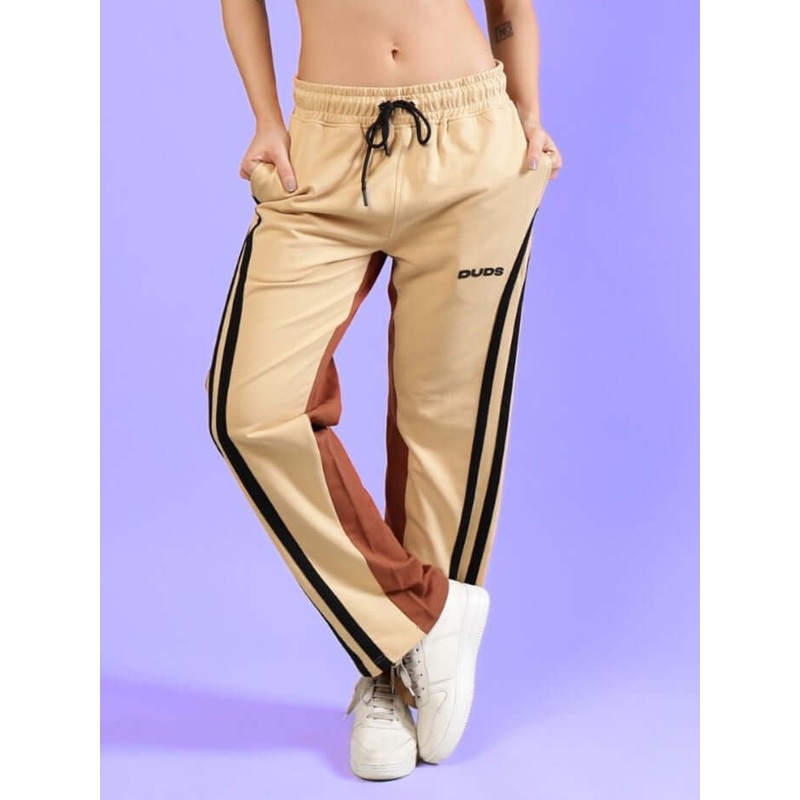 WOMEN’S SKATER KOREAN BAGGY JOGGERS CREAM BROWN XS