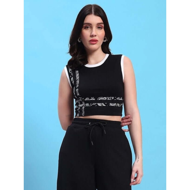 WOMEN’S SQUARO DESIGNER CROP-TOP BLACK XS