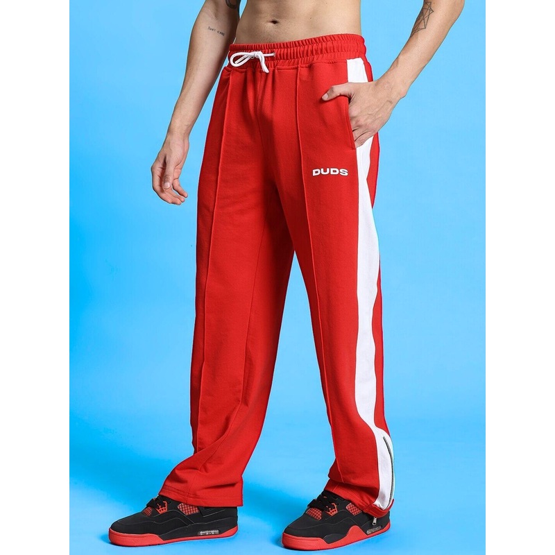 WONDER SLIT ZIPPER JOGGERS RED-WHITE XS
