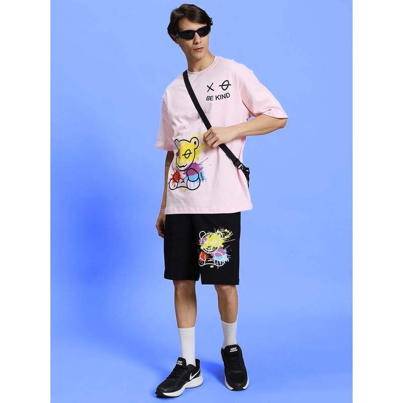 BE KIND SUMMER CO-ORD SET PINK-BLACK XS