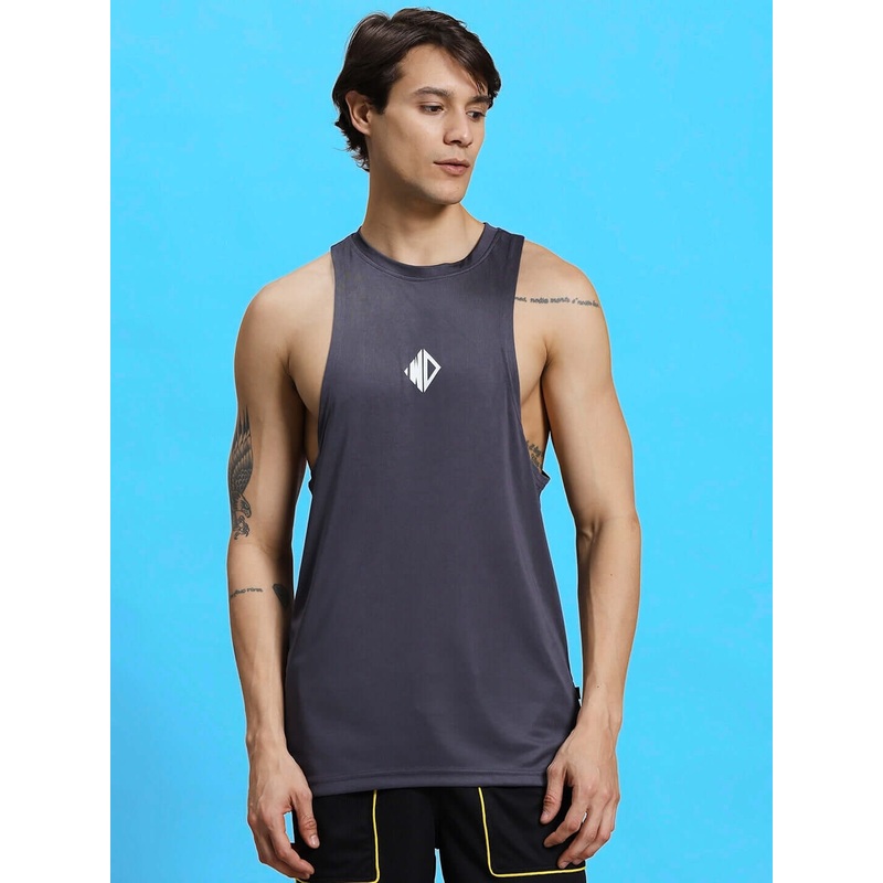 WD STRINGER SLEEVELESS GYM T-SHIRT GREY XS