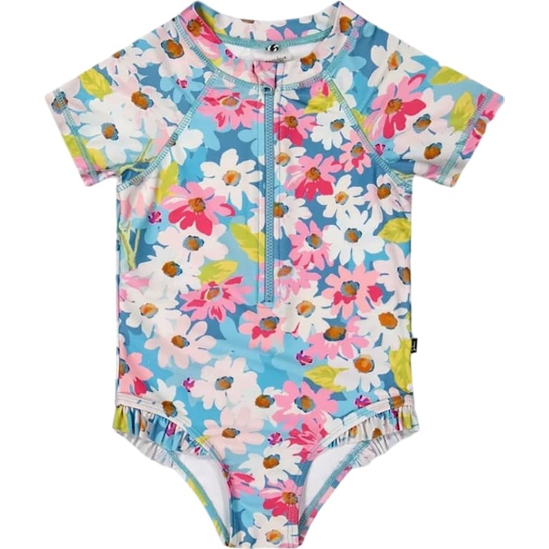 Deux par Deux Printed One-Piece Short Sleeve Swimsuit – Little Girl