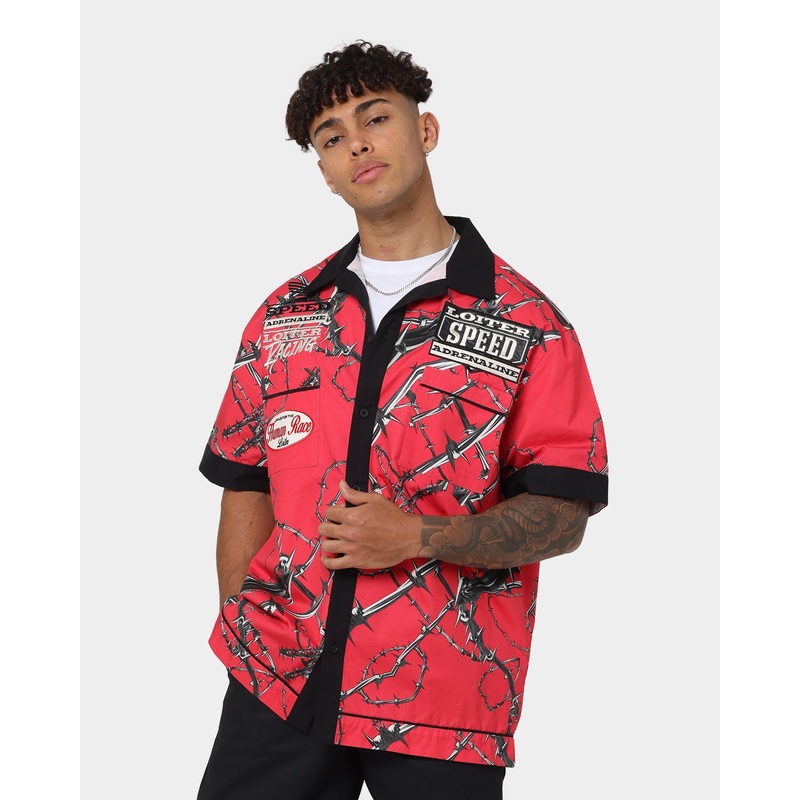 Loiter Daytona Mechanic Button Up Shirt Red S