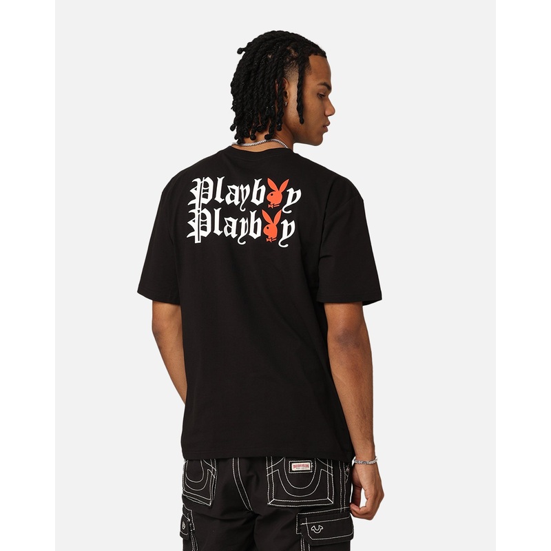 Playboy Bunny O Gothic Stack T-Shirt Black S