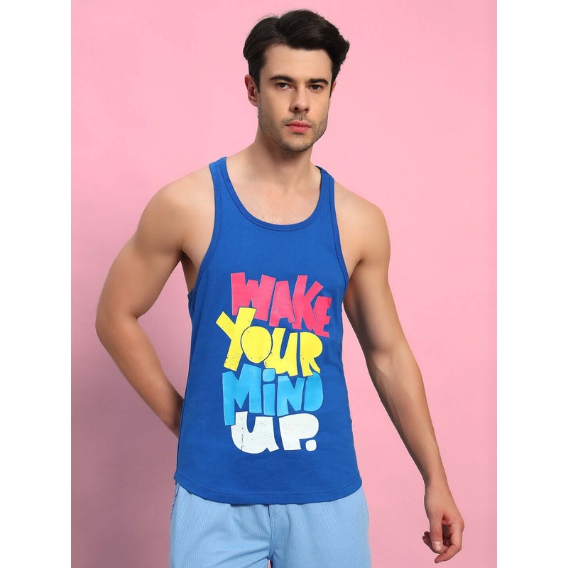 WAKE UP GYM T-SHIRT ROYAL BLUE XS