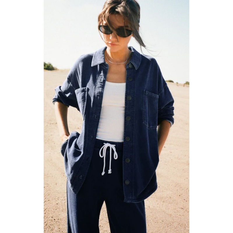 Z SUPPLY- All Day Knit Denim Jacket in Indigo XS