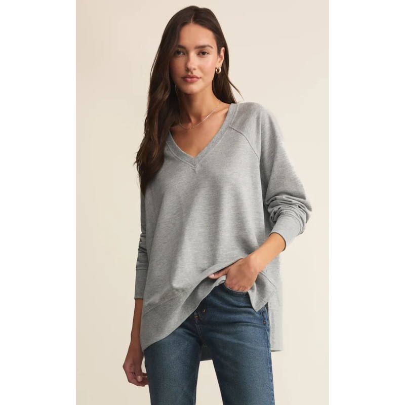 Z SUPPLY- Modern V-Neck Weekender in Heather Grey XS