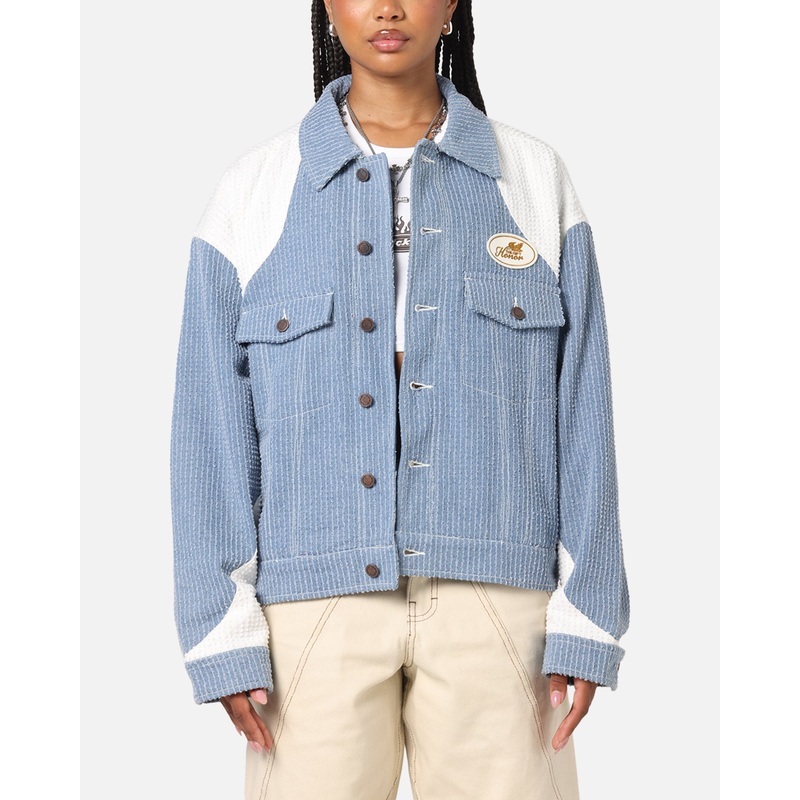 Honor The Gift Color Blocked Trucker Jacket Indigo S