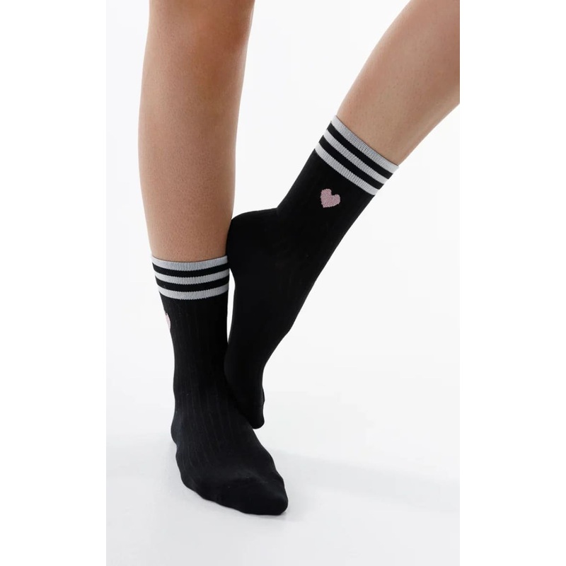 LimLim – Stripe Rib Glitter Heart Sock