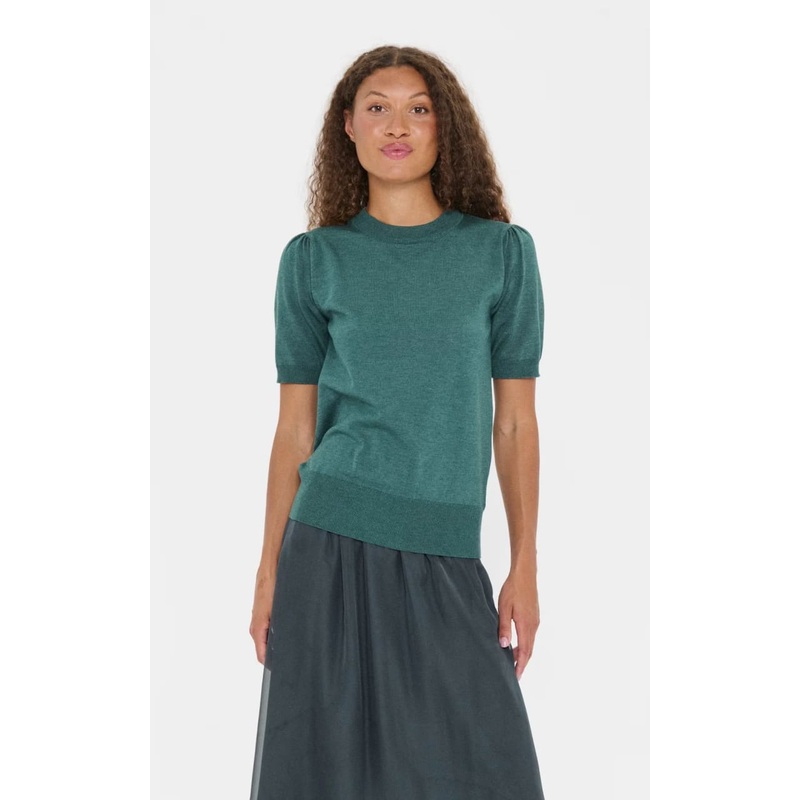 Saint Tropez- Mila Short Sleeve Sweater in June Bug Melange XS