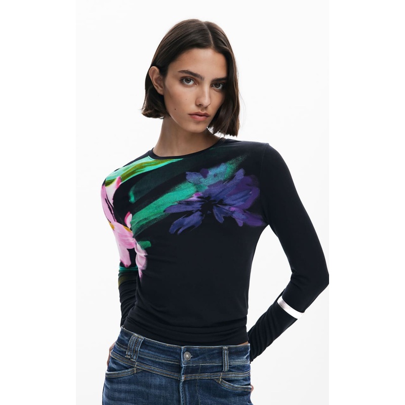 Desigual- Long-Sleeve Floral Top S