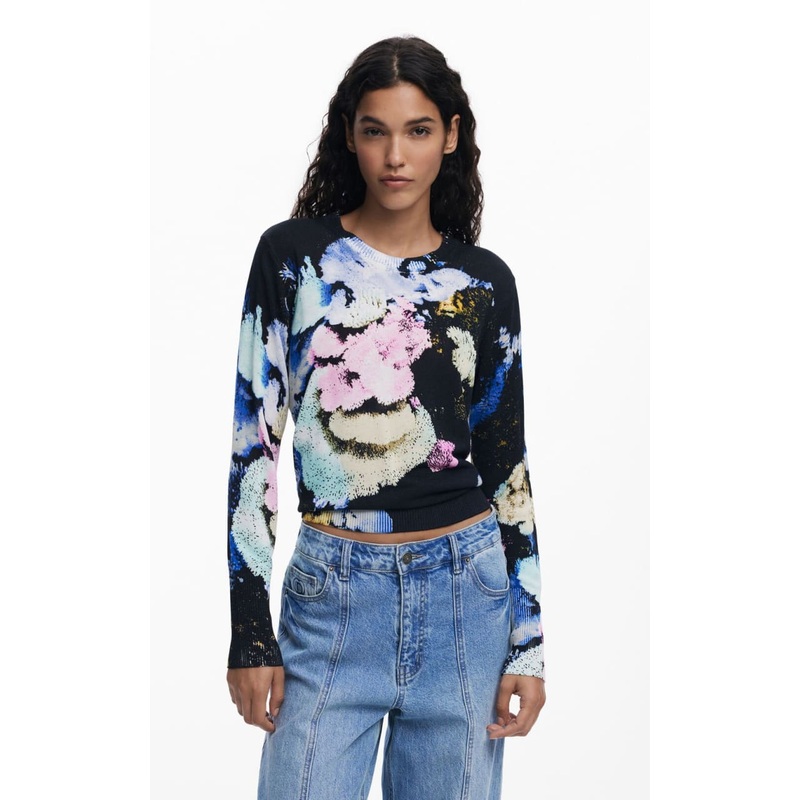 Desigual- Thin Gauge Floral Sweater S