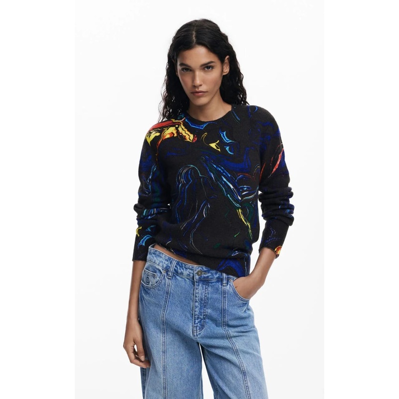Desigual- Thin Gauge Marbled Sweater S
