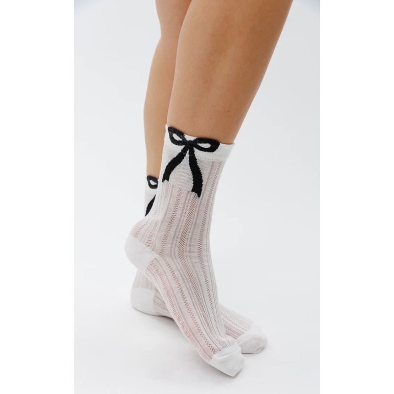 LimLim- Mesh Bow Socks White