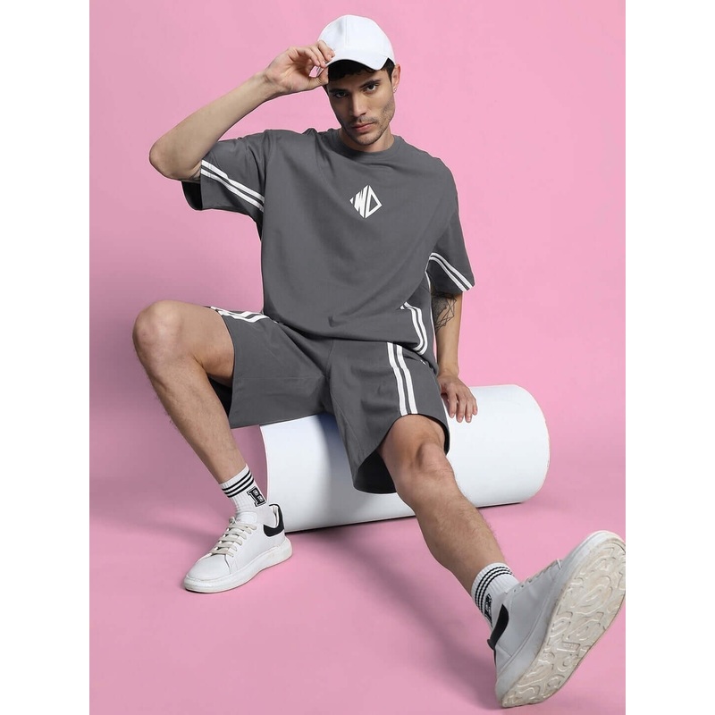 OUTLOOK SUMMER CO-ORD SHORTS SET GREY XS