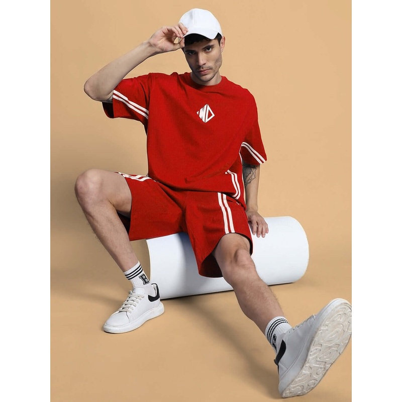 OUTLOOK SUMMER CO-ORD SHORTS SET RED XS