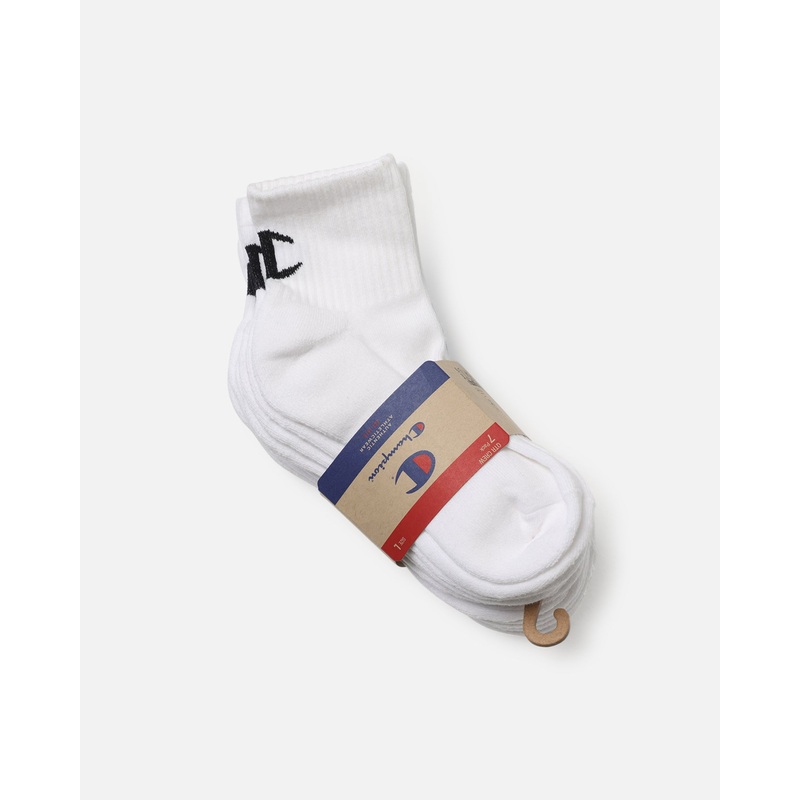 Champion Quarter Crew Socks 7 Pack White S