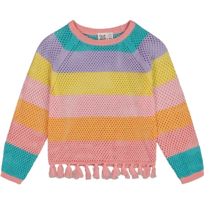 Deux par Deux Cotton Sweater with Fringe – Little Girl