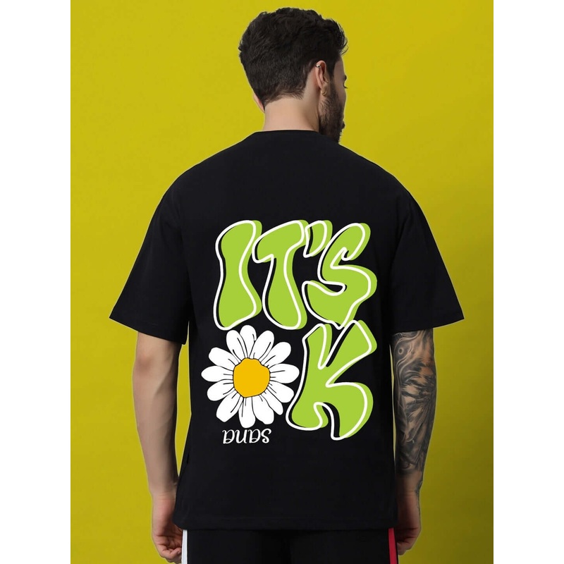 IT’S OK PRINTED OVERSIZED T-SHIRT BLACK XS