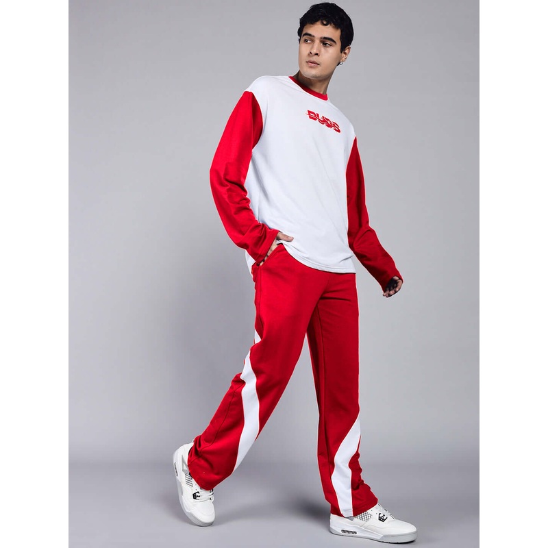 CELESTINE COOL RELAXED FIT CO-ORD SET WHITE RED XS