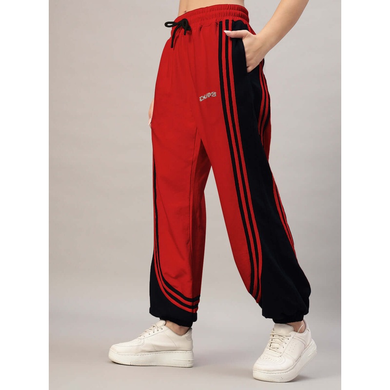 WOMEN’S FRENZY CURVE CONTRAST JOGGERS RED BLACK XS