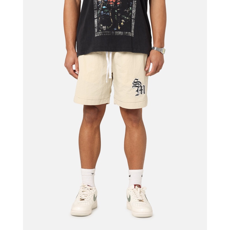 Saint Morta Gothic Monogram Nylon Shorts Dirty Blonde S