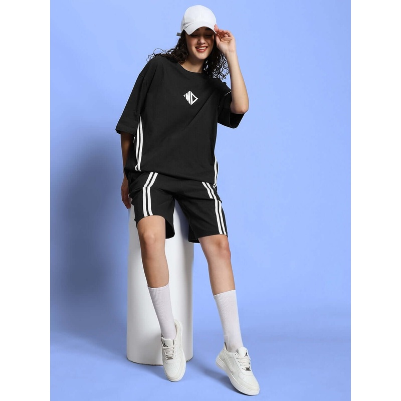 WOMEN’S OUTLOOK SUMMER CO-ORD SHORTS SET BLACK XS