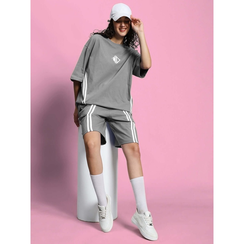 WOMEN’S OUTLOOK SUMMER CO-ORD SHORTS SET GREY XS