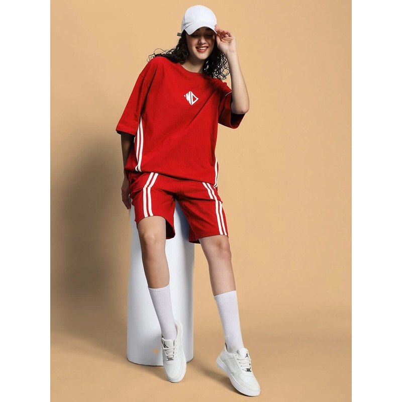 WOMEN’S OUTLOOK SUMMER CO-ORD SHORTS SET RED XS