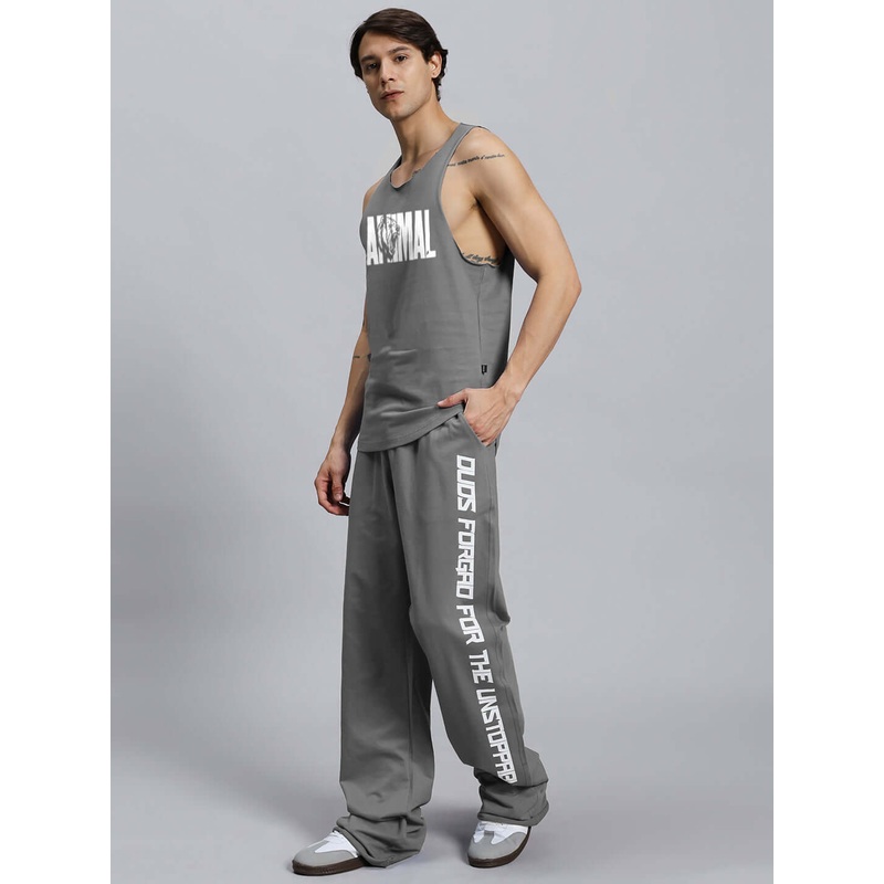 ANIMAL PRINTED RELAXED FIT CO-ORD SET GREY XS