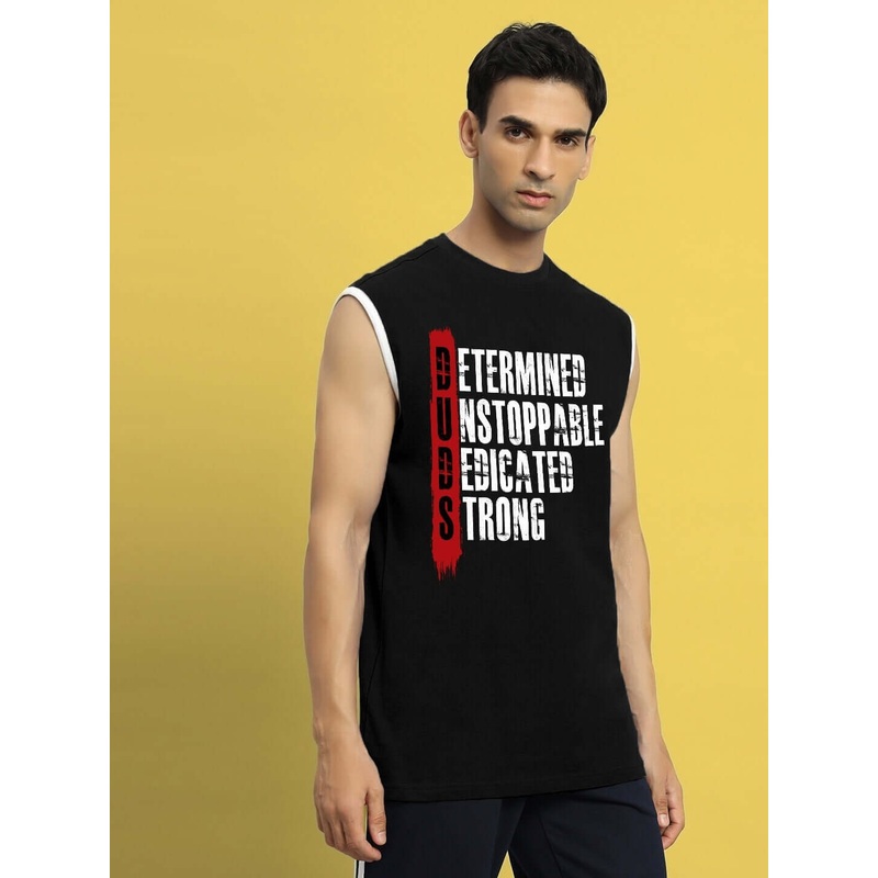 DETERMINED PRINT GYM T-SHIRT BLACK XS