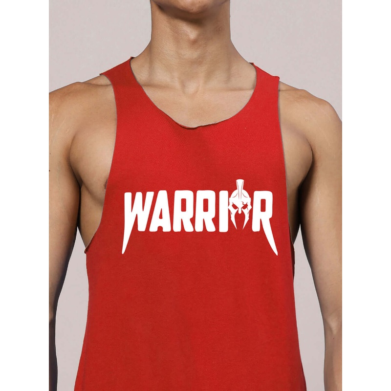 WARRIOR PRINTED GYM T-SHIRT RED XS