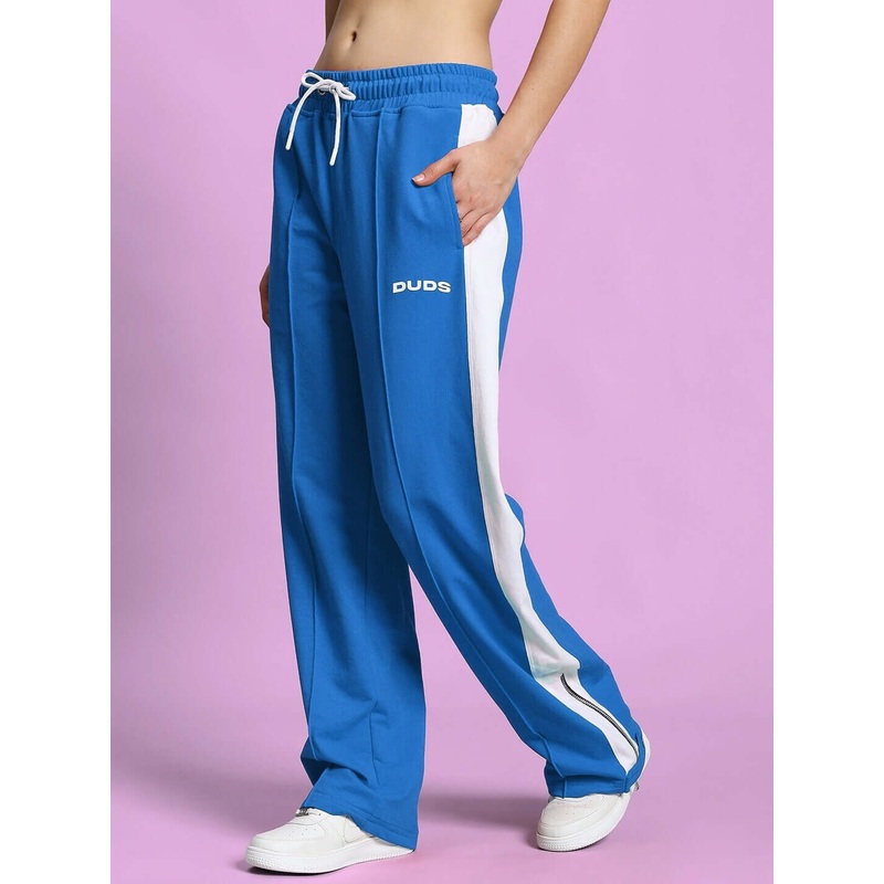 WOMEN’S WONDER SLIT ZIPPER JOGGERS BLUE-WHITE XS