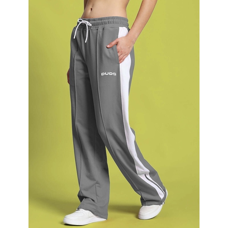 WOMEN’S WONDER SLIT ZIPPER JOGGERS GREY-WHITE XS