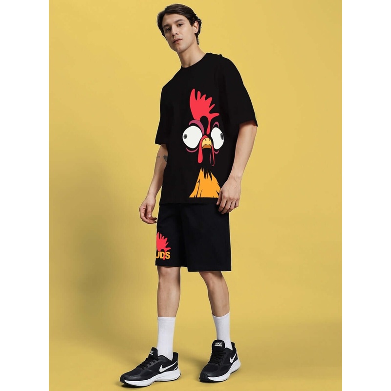 FUNNY CHICKEN SUMMER CO-ORD SET BLACK XS