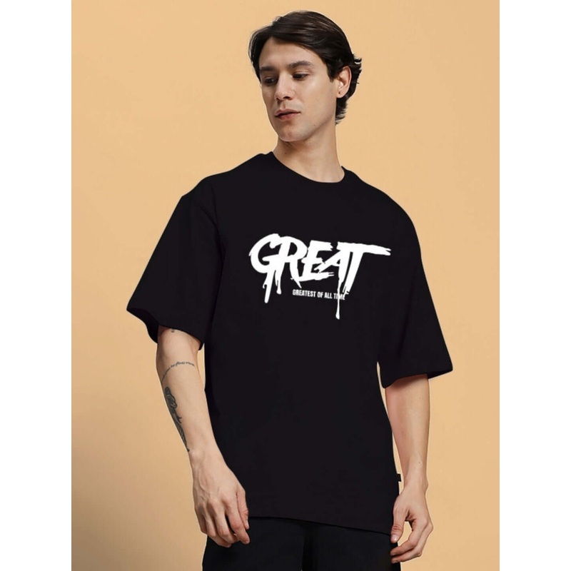 GREAT PRINTED OVERSIZED T-SHIRT BLACK XS