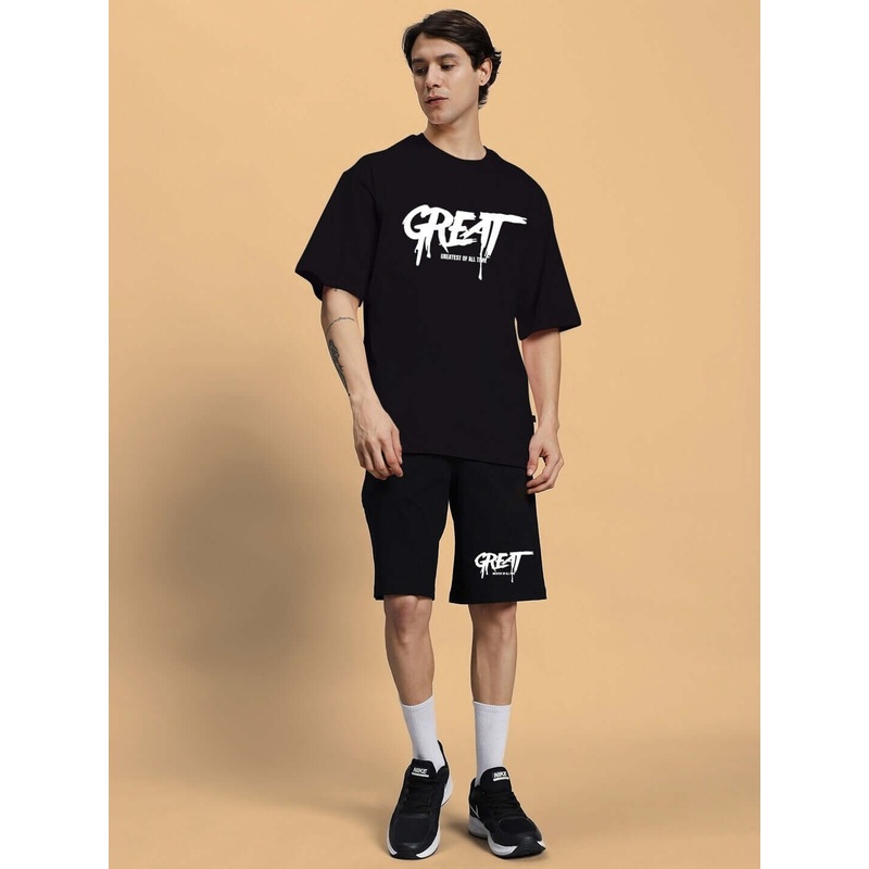 GREAT PRINTED SUMMER CO-ORD SET BLACK XS