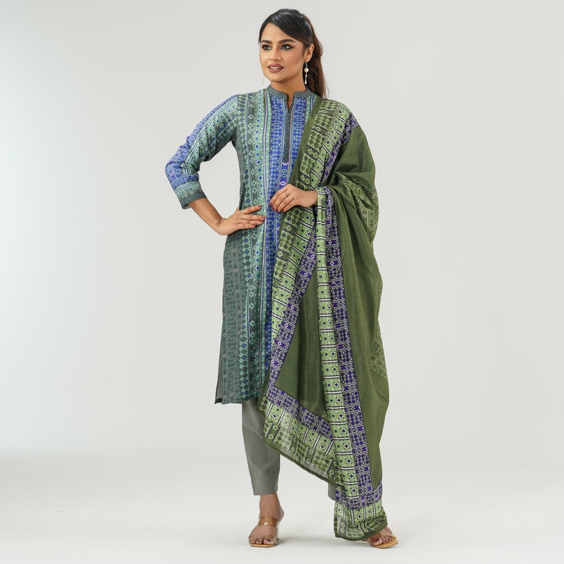 Womens Blue Printed Three Picec Set S BLUE