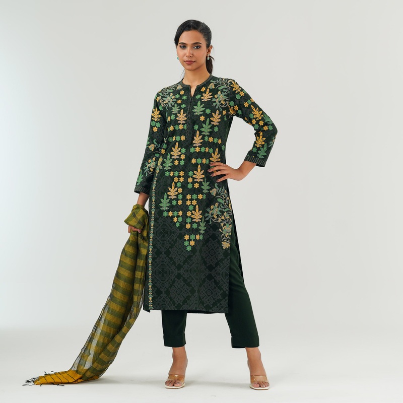 Womens Multi Color Embroidered Three Piece Set S MULTI COLOR