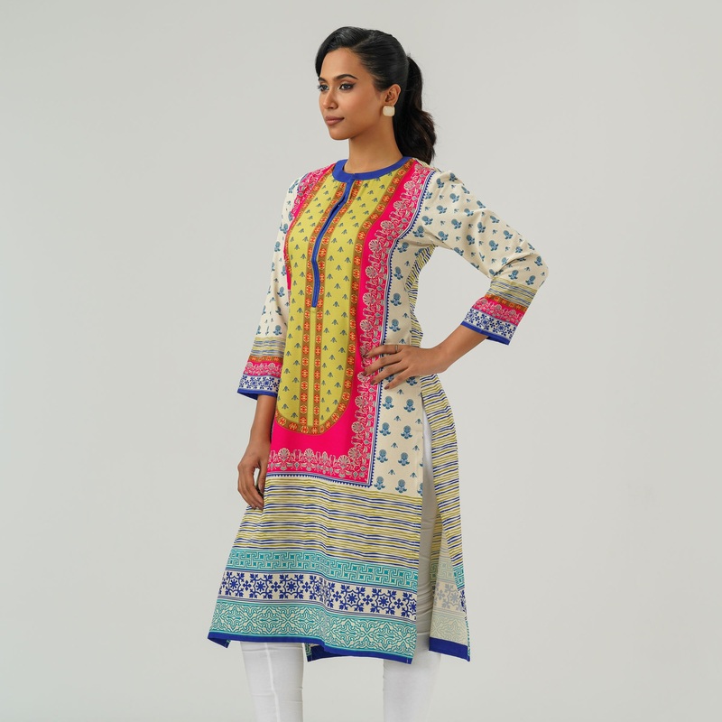 Womens Multicolor Printed Kurti S MULTI COLOR