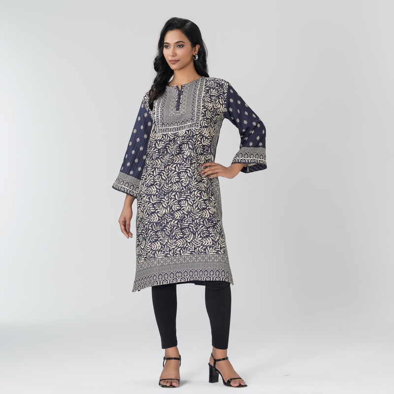 Womens Navy Embroidered Kurti S NAVY