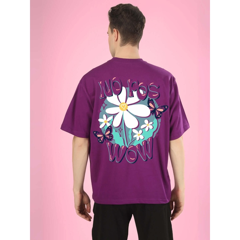 NO POS WOW OVER-SIZED PRINTED T-SHIRT PURPLE XS