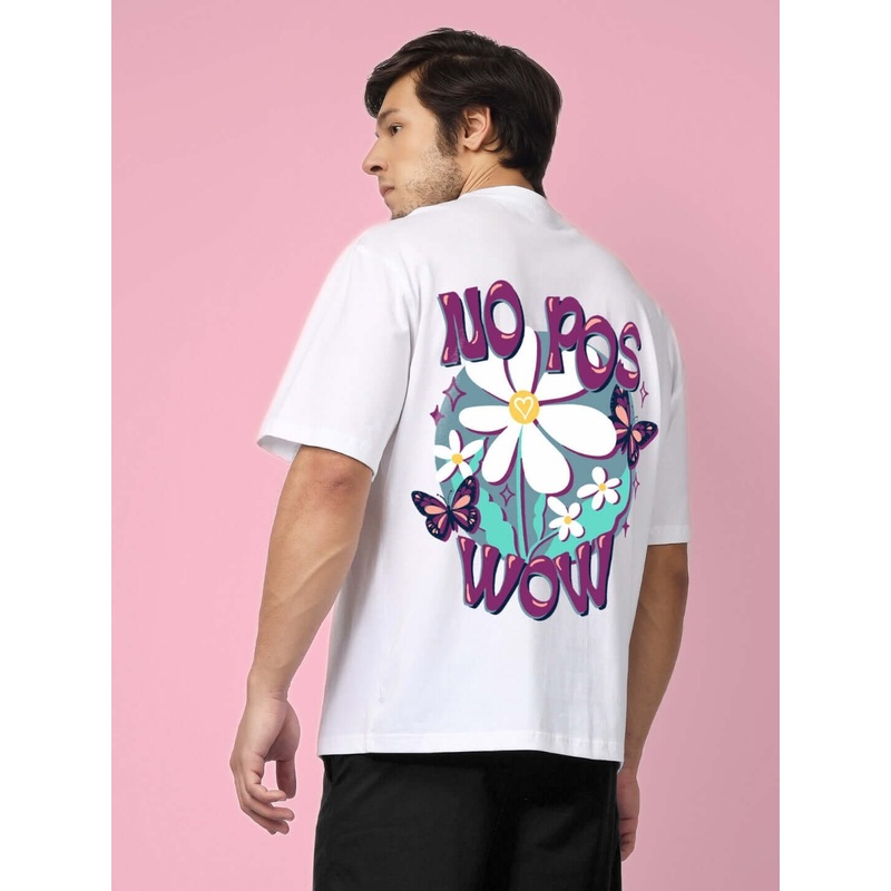 NO POS WOW OVER-SIZED PRINTED T-SHIRT WHITE XS