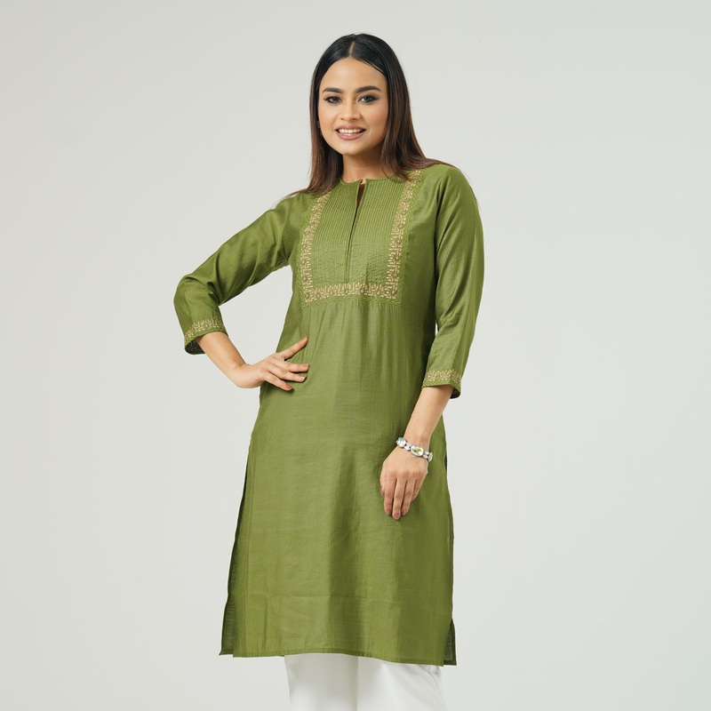 Womens Olive Ethnic Kurti S OLIVE