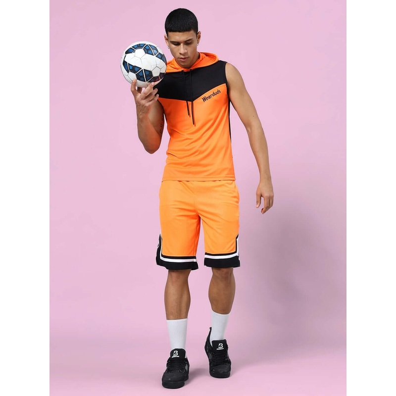 FRANKY GYM CO-ORD SET ORANGE BLACK XS